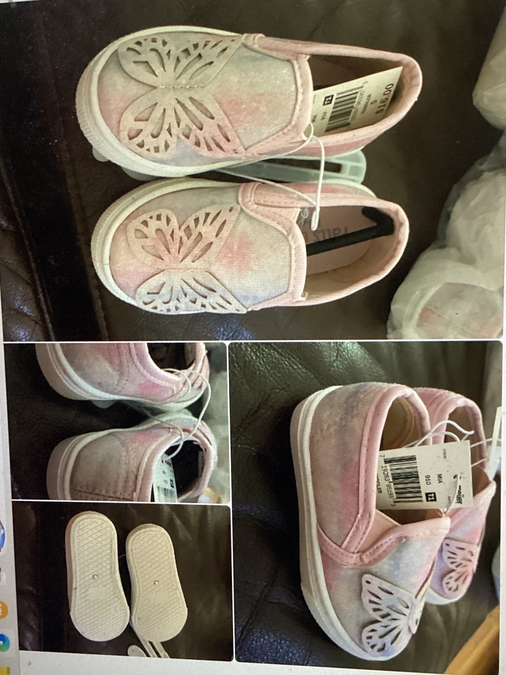 Girls Glitter Slip On Sneakers (size 6)